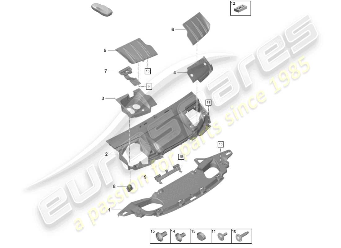 porsche 2023 (992-1 gt3/rs/st) tailgate/boot lid parts diagram