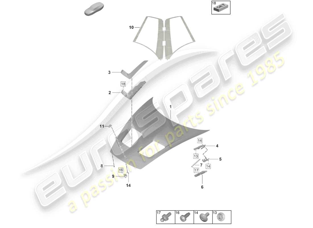 porsche 2023 (992-1 gt3/rs/st) bonnet gt3rs part diagram