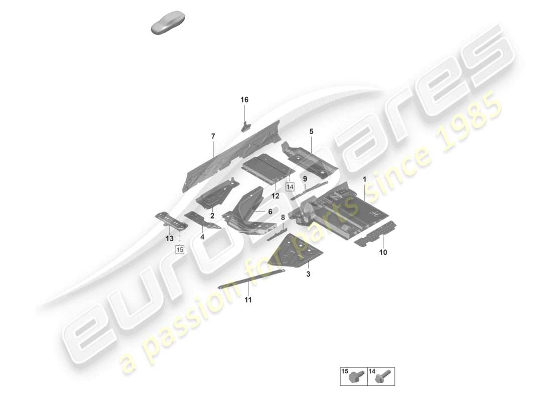 porsche 2024 (992-2 gt3/rs/st) bottom plate tunnel part diagram