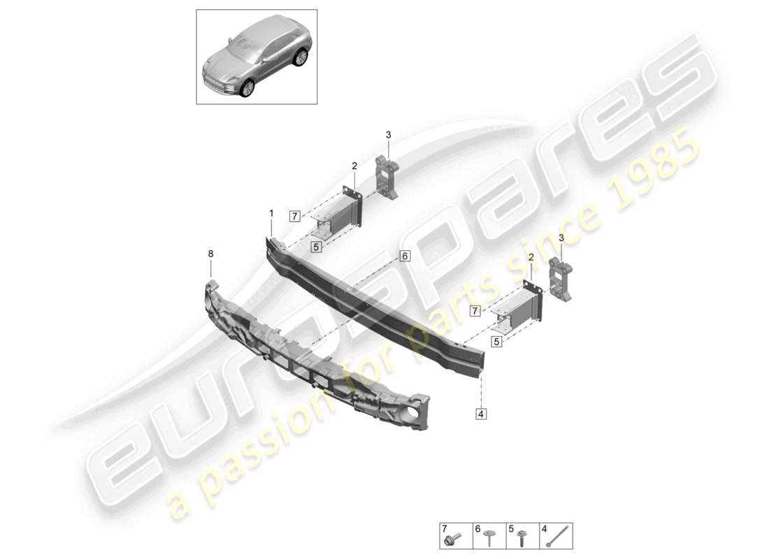 porsche 2021 (macan) bumper carrier front part diagram