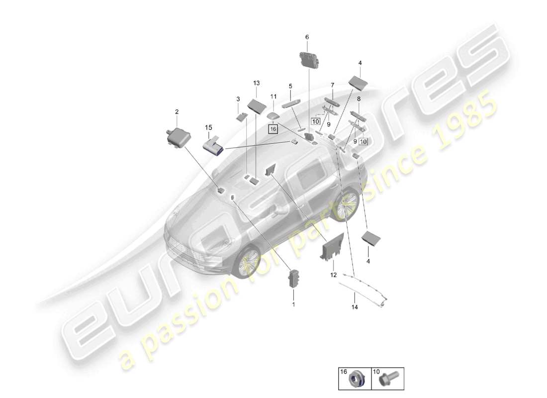 porsche 2021 (macan) aerial aerial amplifier part diagram