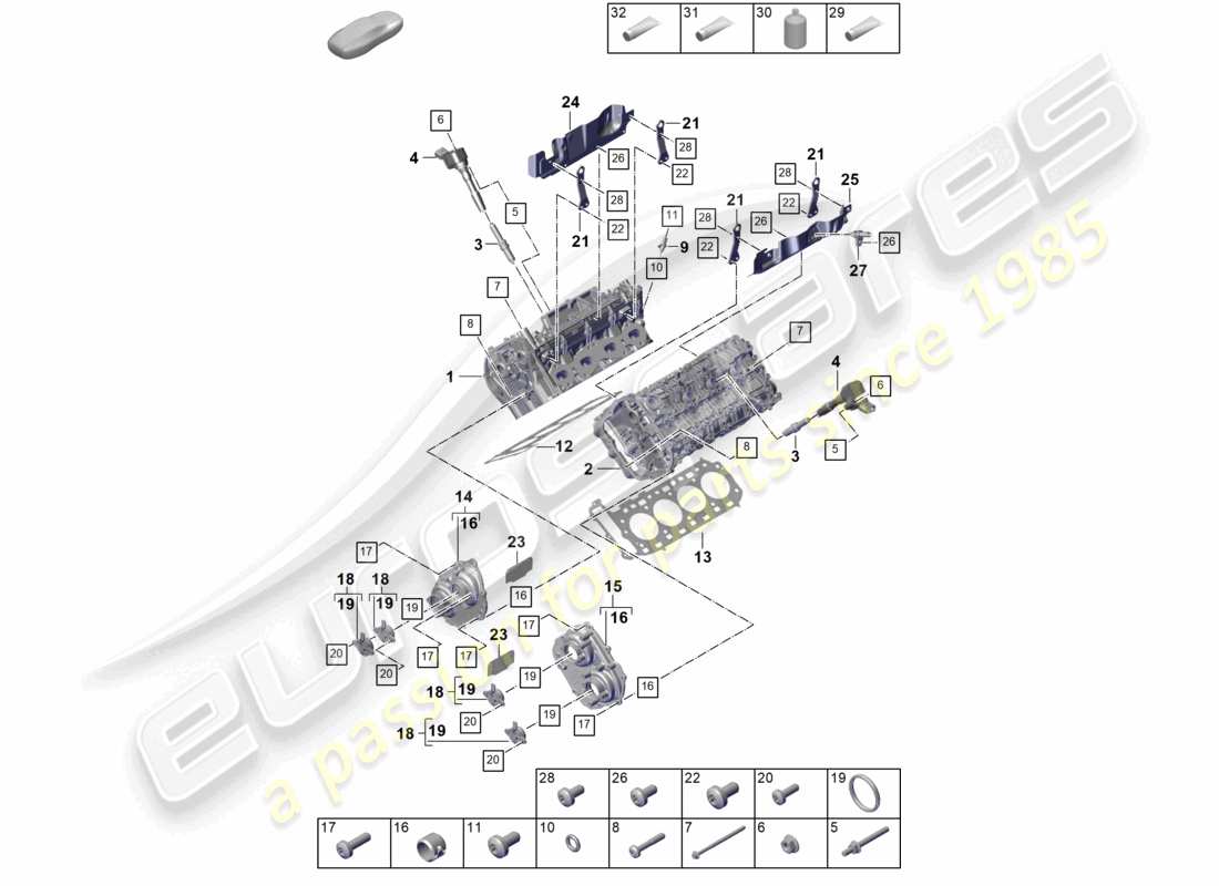 porsche 2026 (cayenne e3 pa) cylinder head parts diagram