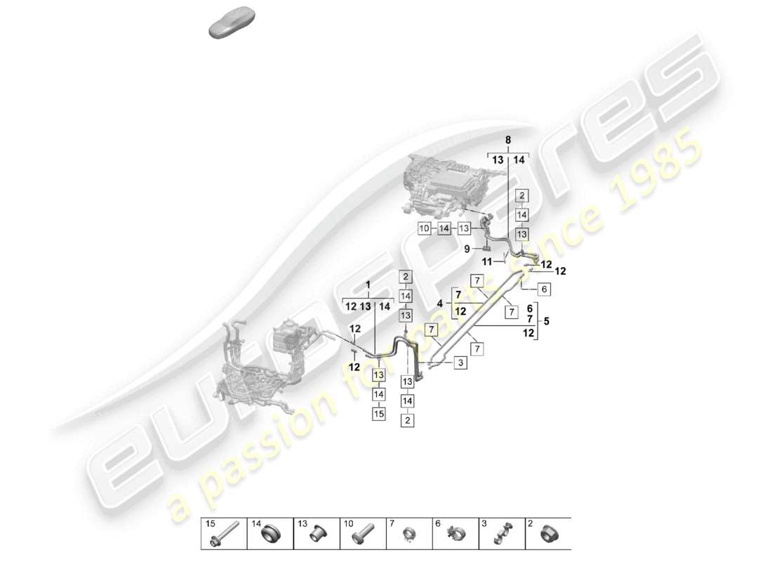 VIEW PARTS DIAGRAMS FROM THE PORSCHE TAYCAN PARTS CATALOGUE a part diagram from the porsche taycan parts catalogue