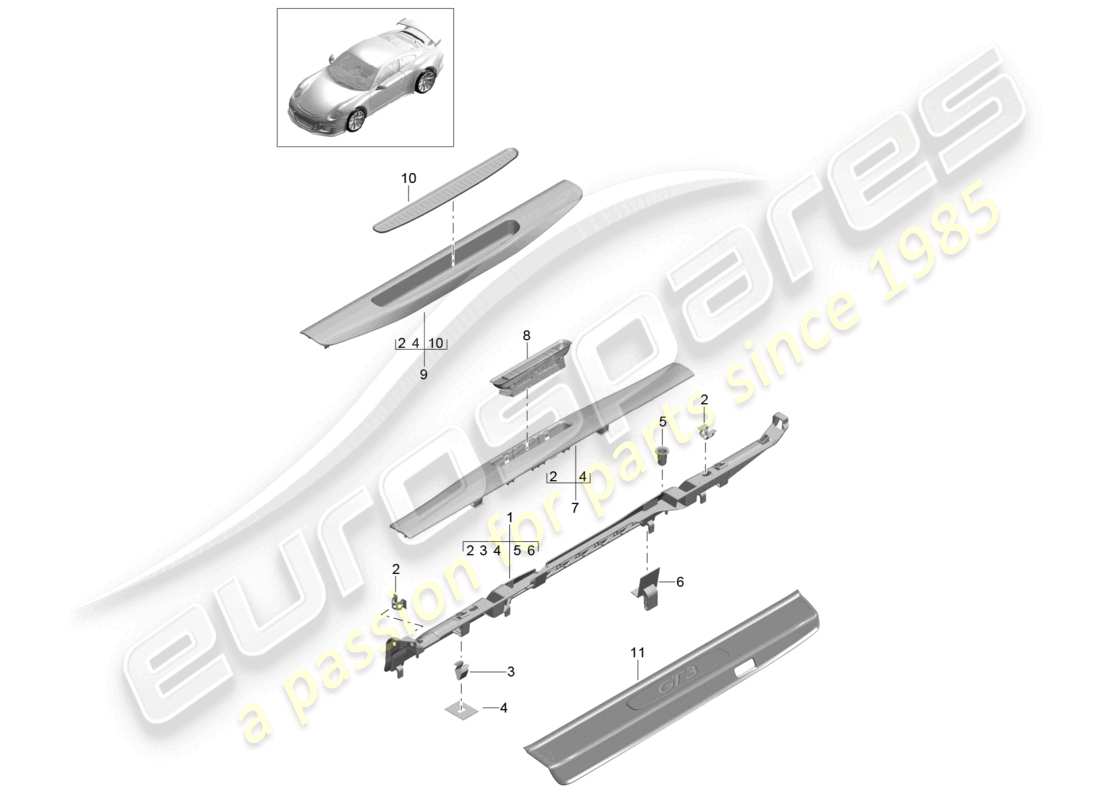 VIEW PARTS DIAGRAMS FROM THE PORSCHE 991 PARTS CATALOGUE a part diagram from the porsche 991 parts catalogue
