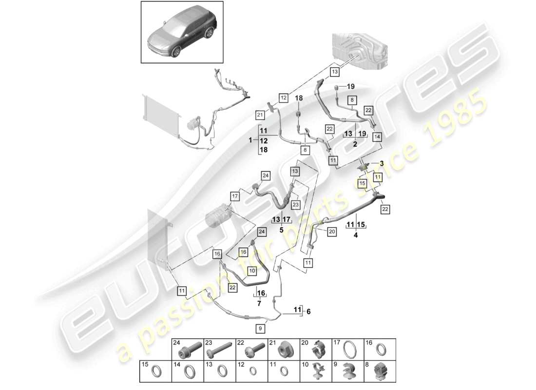 VIEW PARTS DIAGRAMS FROM THE PORSCHE CAYENNE PARTS CATALOGUE a part diagram from the porsche cayenne parts catalogue