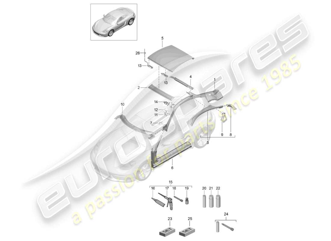 VIEW PARTS DIAGRAMS FROM THE PORSCHE CAYMAN PARTS CATALOGUE a part diagram from the porsche cayman parts catalogue