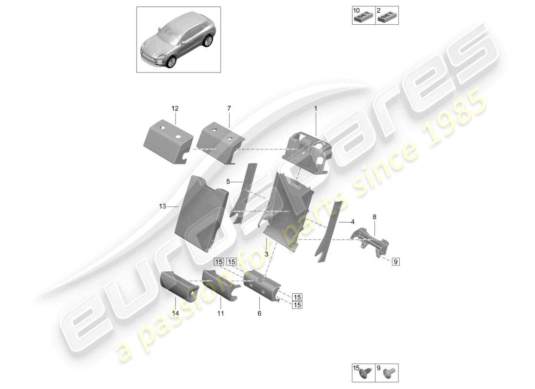 VIEW PARTS DIAGRAMS FROM THE PORSCHE MACAN PARTS CATALOGUE a part diagram from the porsche macan parts catalogue