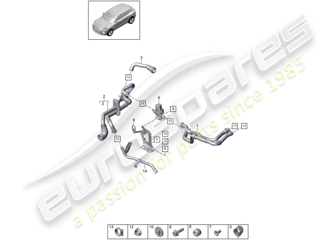 VIEW PARTS DIAGRAMS FROM THE PORSCHE MACAN PARTS CATALOGUE a part diagram from the porsche macan parts catalogue