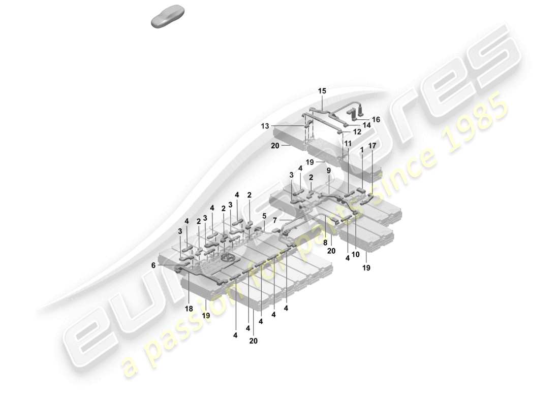 a part diagram from the porsche taycan parts catalogue