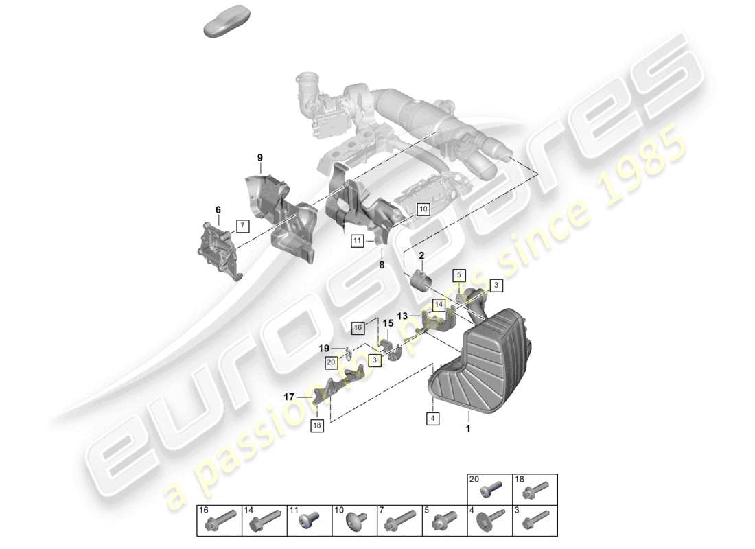 VIEW PARTS DIAGRAMS FROM THE PORSCHE 992 PARTS CATALOGUE a part diagram from the porsche 992 parts catalogue