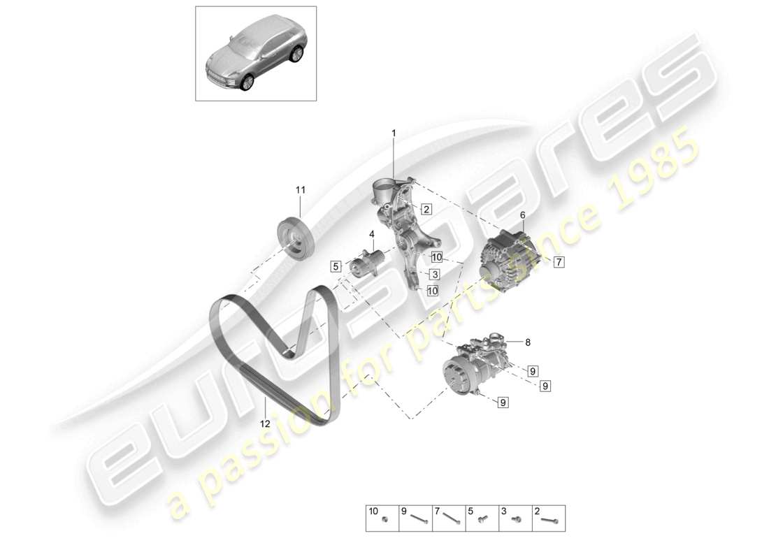 VIEW PARTS DIAGRAMS FROM THE PORSCHE MACAN PARTS CATALOGUE a part diagram from the porsche macan parts catalogue