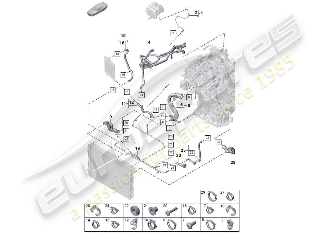 VIEW PARTS DIAGRAMS FROM THE PORSCHE CAYENNE PARTS CATALOGUE a part diagram from the porsche cayenne parts catalogue