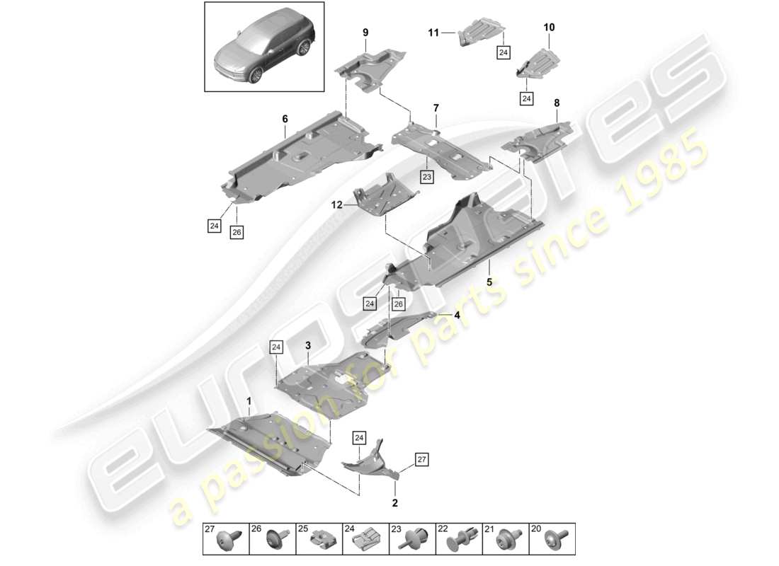 VIEW PARTS DIAGRAMS FROM THE PORSCHE CAYENNE PARTS CATALOGUE a part diagram from the porsche cayenne parts catalogue
