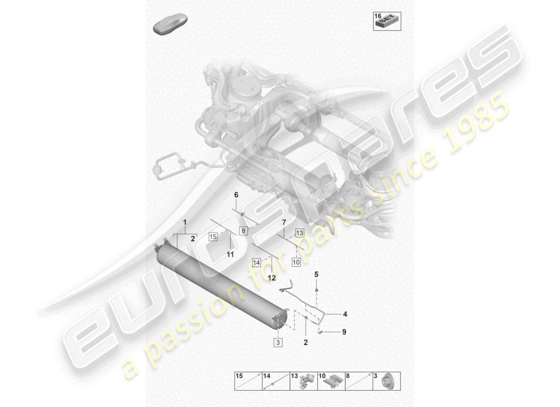 porsche 2022 (taycan 9j1-1) pressure accumulator air line part diagram