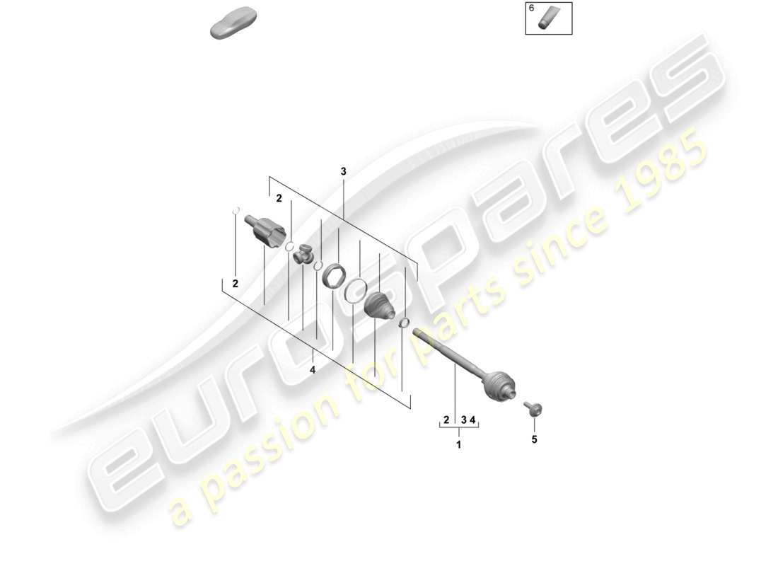 porsche 2025 (macan-e) drive shaft gkn front axle part diagram
