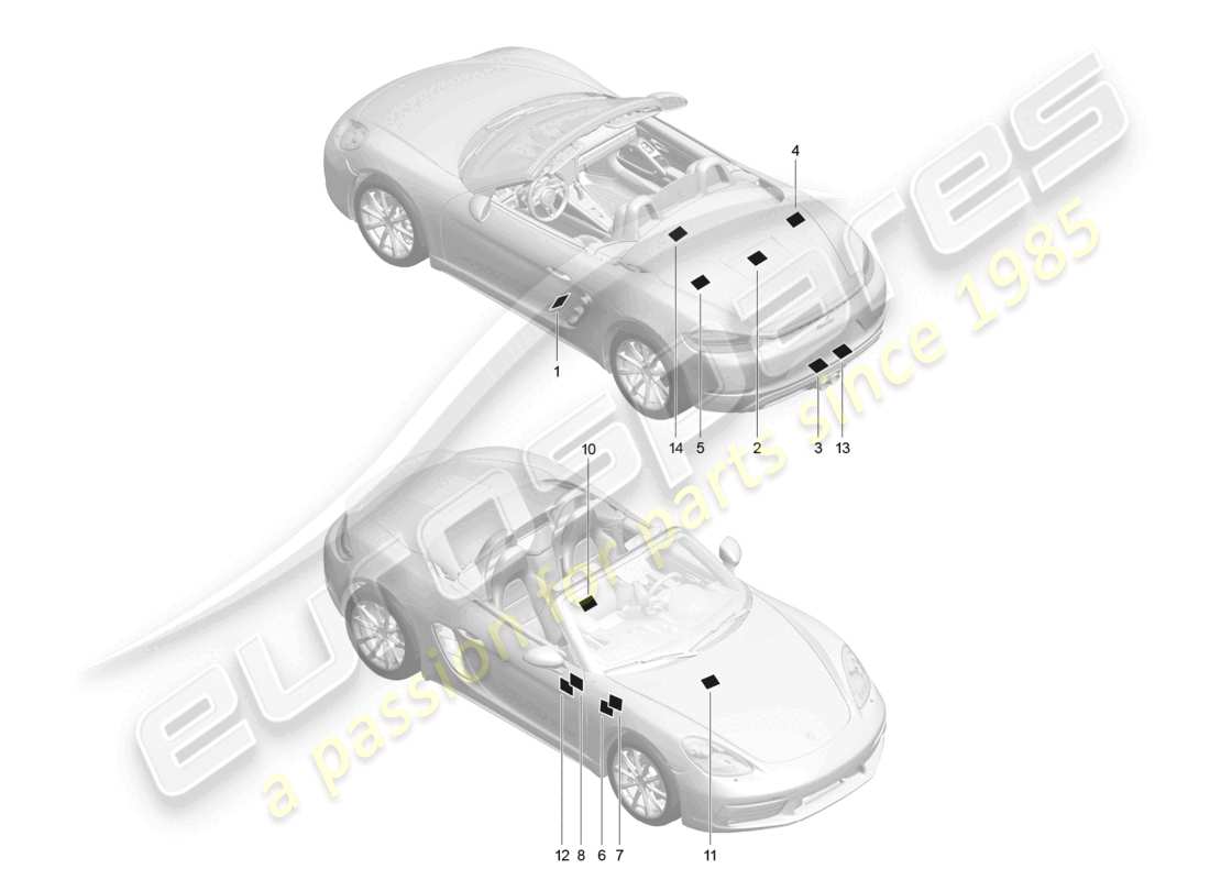 porsche 2023 (718 boxster) signs/notices part diagram
