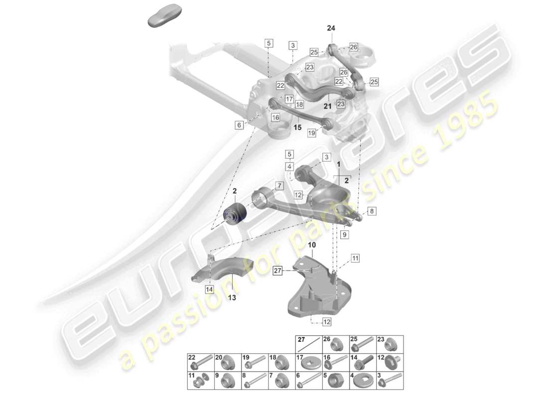 porsche 2025 (taycan 9j1-2) wishbone part diagram