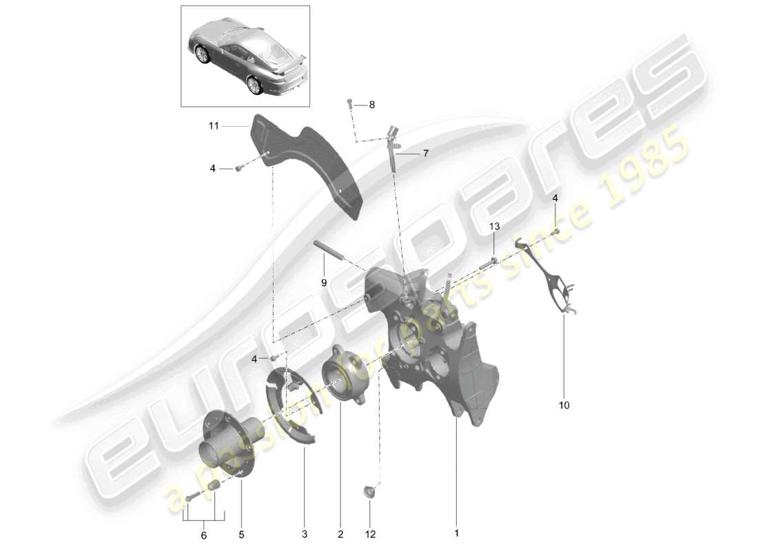porsche 2021 (991-2 r/gt3/rs) rear axle wheel carrier wheel hub d >>- mj 2017 part diagram