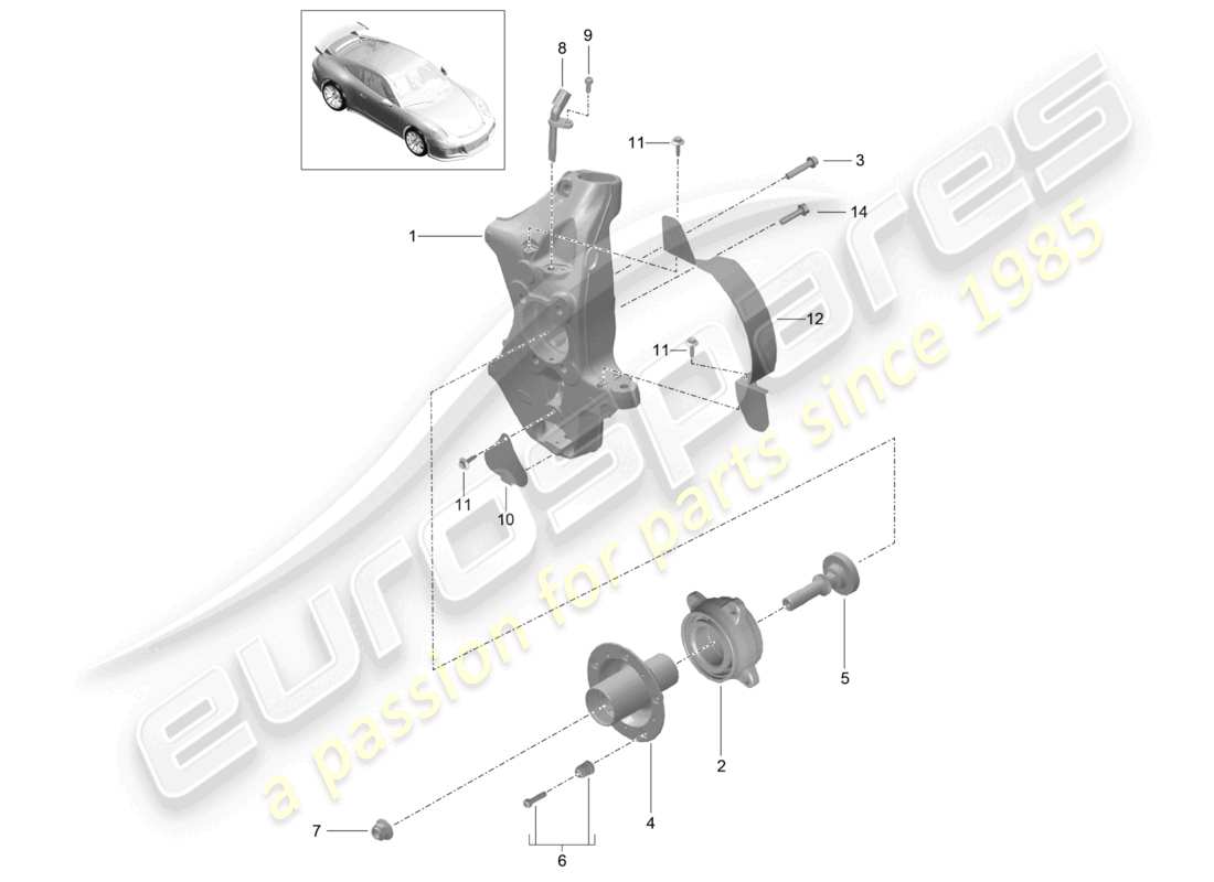 porsche 2021 (991-2 r/gt3/rs) wheel carrier wheel hub d >>- mj 2017 part diagram