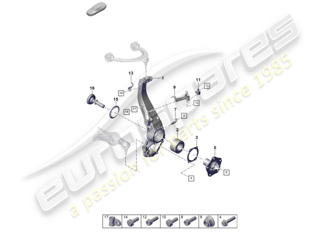 porsche 2023 (taycan 9j1-1) wheel carrier part diagram