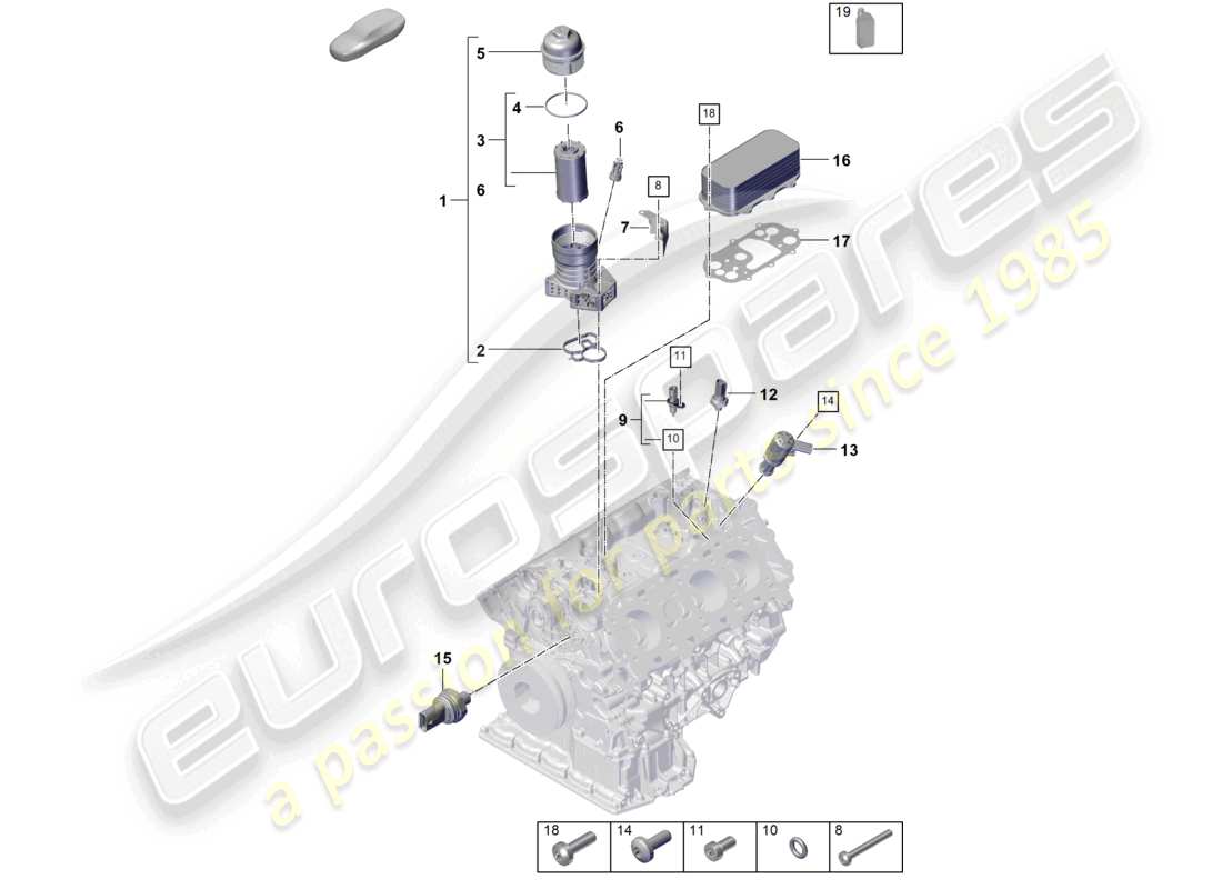porsche 2024 (panamera 976) oil filter console oil cooler part diagram