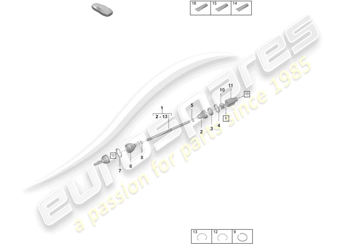 porsche 2024 (panamera 976) drive shaft front axle part diagram