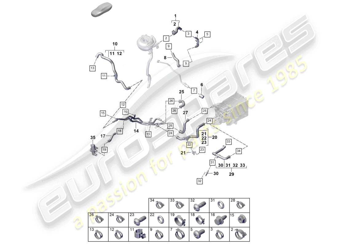 porsche 2024 (cayenne e3 pa) coolant cooling system parts diagram
