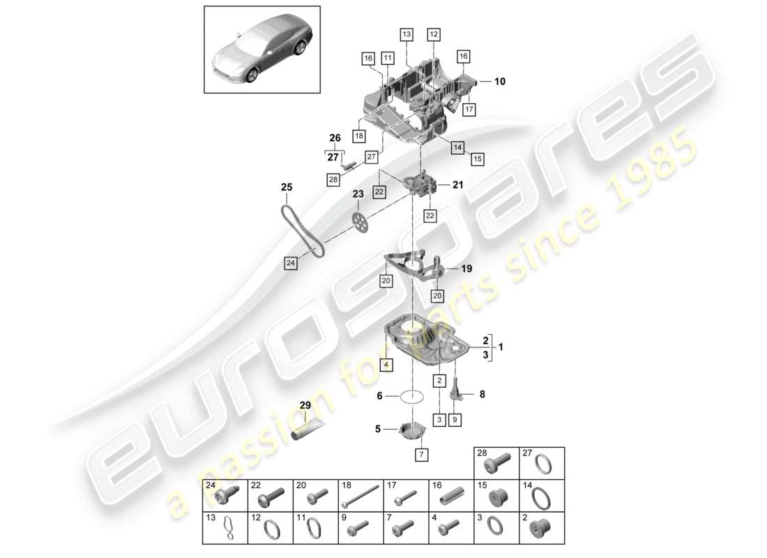 porsche 2021 (panamera 971-1) oil-conducting housing oil pump oil sump parts diagram