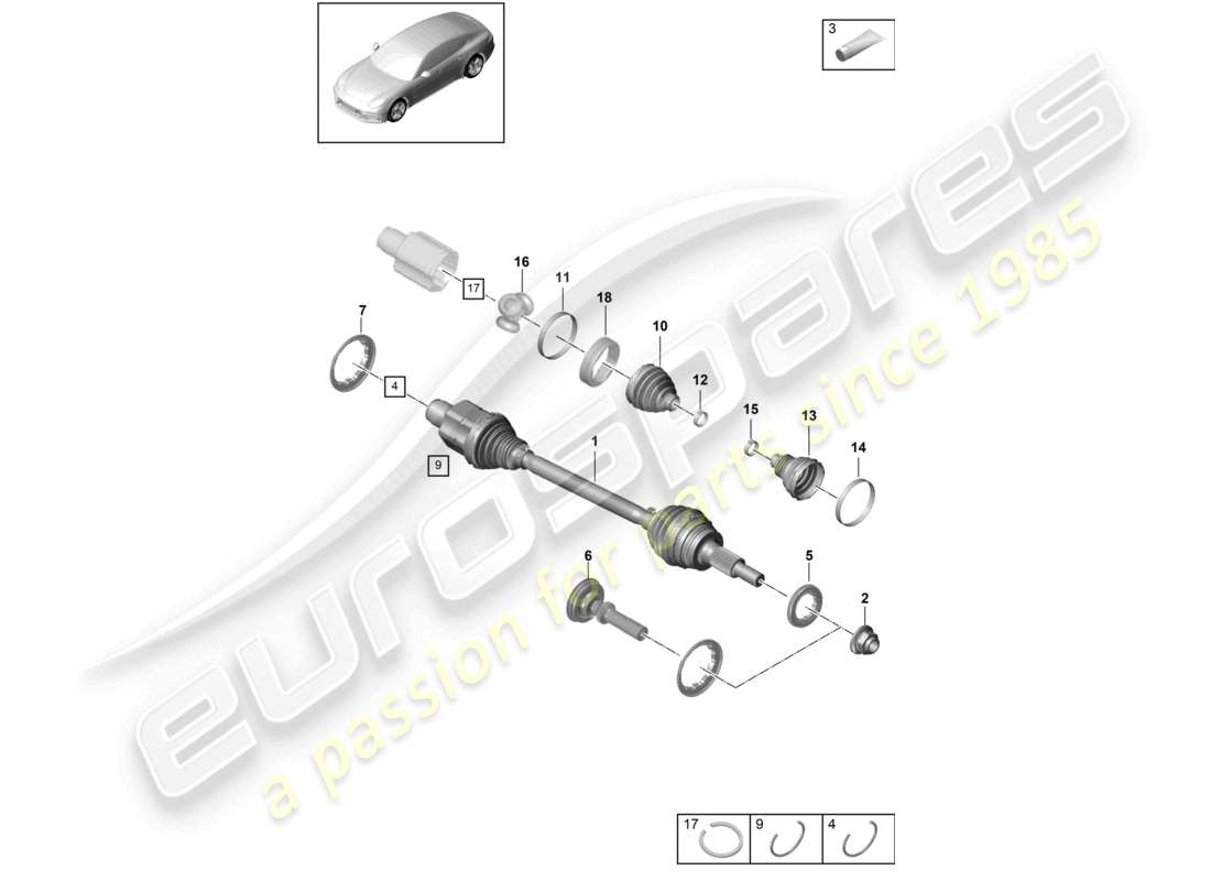 porsche 2021 (panamera 971-1) drive shaft front axle parts diagram