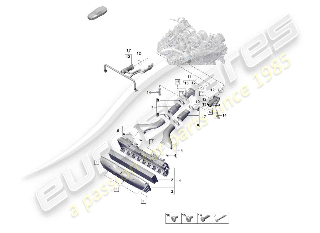 porsche 2021 (panamera 971-2) air filter housing intake hose intake manifold part diagram