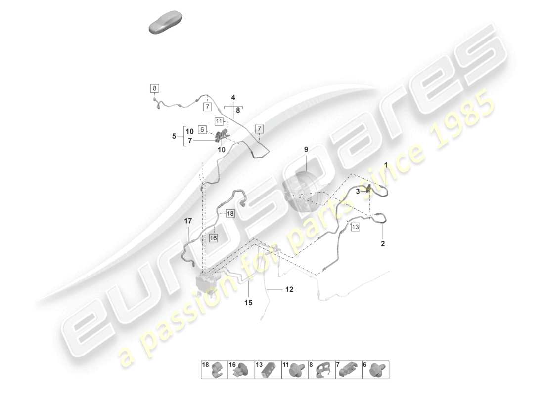 porsche 2021 (panamera 971-2) brake line brake pipe from hydro unit to coolant expansion tank part diagram