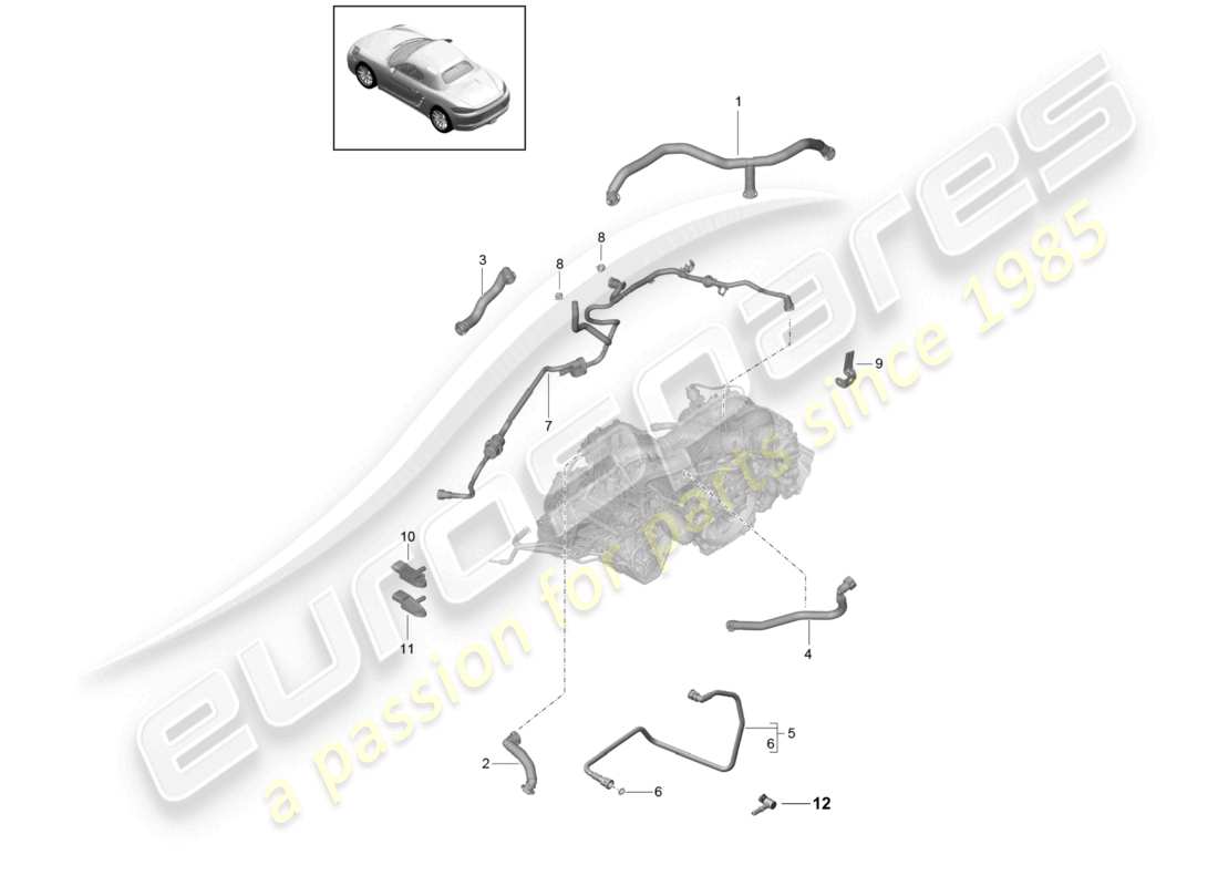 porsche 2024 (718 boxster) crankcase housing oil separator tank ventilation vacuum pump part diagram