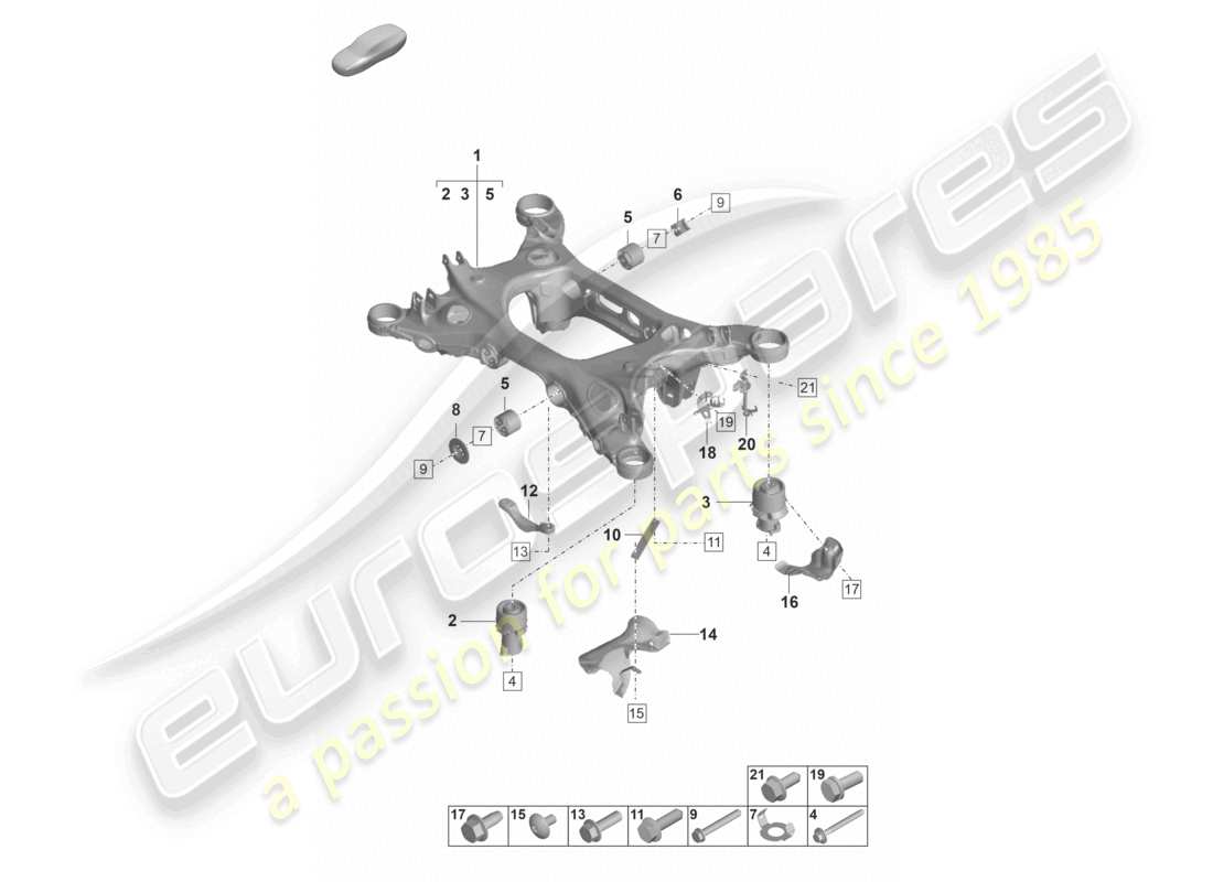 porsche 2021 (panamera 971-2) cross member suspension sub-frame part diagram