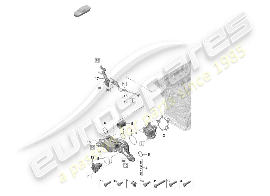 porsche 2021 (panamera 971-2) coolant pump thermostat housing breather line part diagram