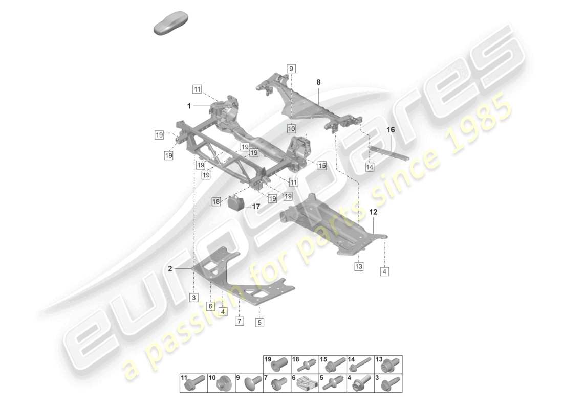 porsche 2022 (panamera 971-2) cross member support frame guard plate part diagram