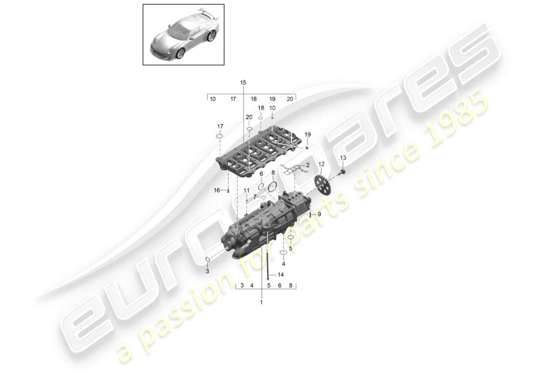porsche 2021 (991-2 r/gt3/rs) oil pump part diagram