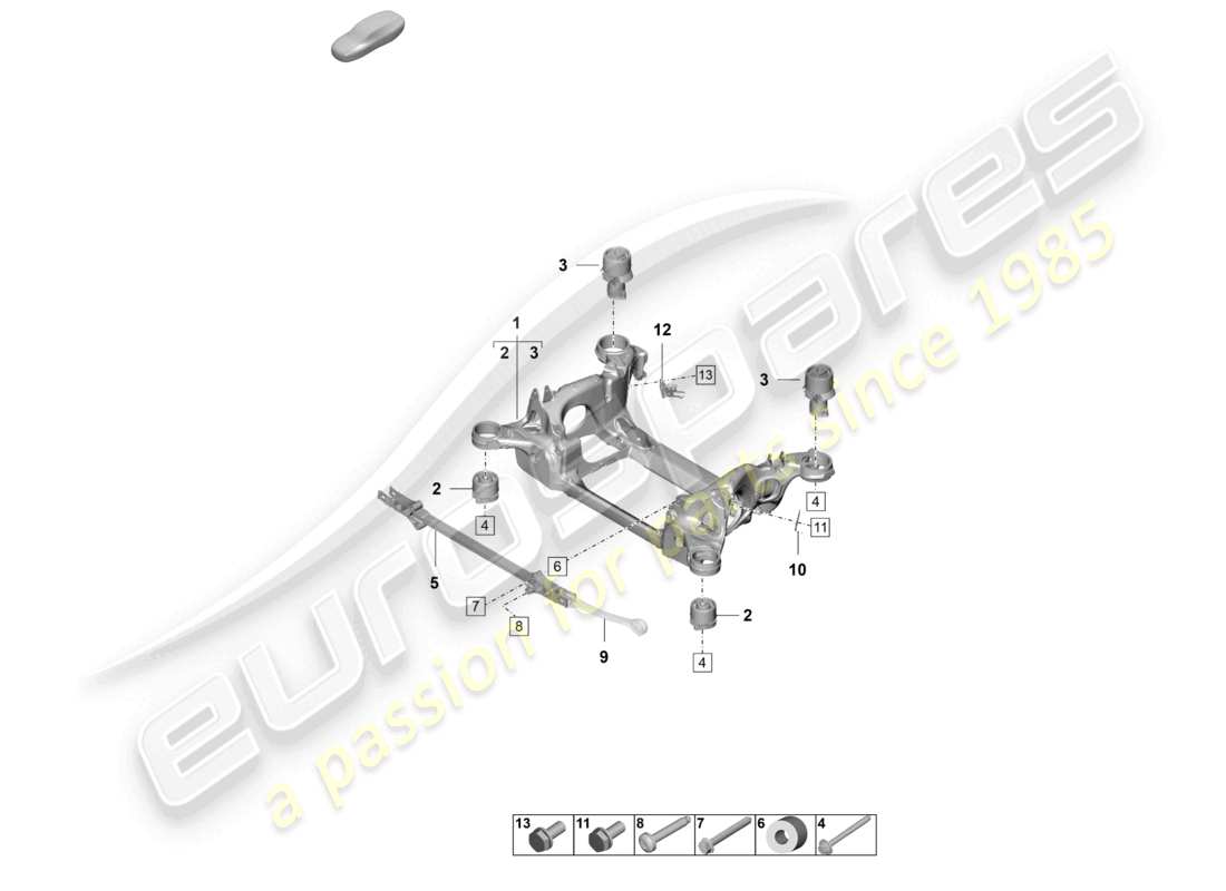 porsche 2025 (taycan 9j1-2) suspension sub-frame parts diagram
