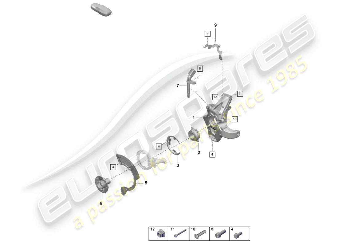 porsche 2025 (718 boxster spyder) wheel carrier wheel hub part diagram