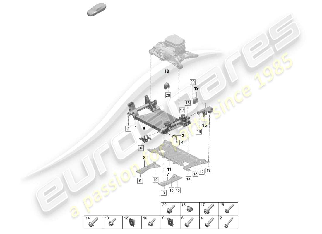 porsche 2026 (taycan 9j1-2) cross member support frame part diagram