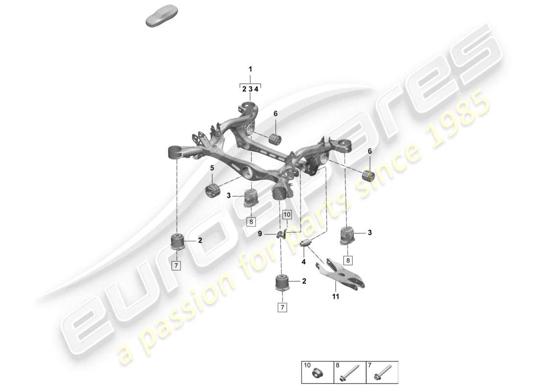 porsche 2025 (macan-e) suspension sub-frame rear axle parts diagram