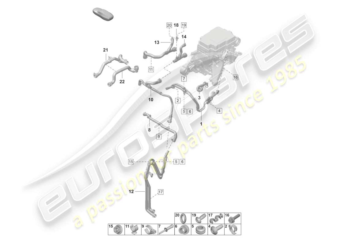 porsche 2021 (taycan 9j1-1) drive cooling front axle part diagram
