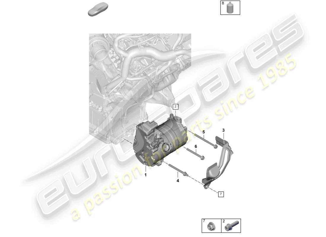 porsche 2024 (panamera 976) heating, air cond. system for vehicles with hybrid drive electric a/c compressor part diagram