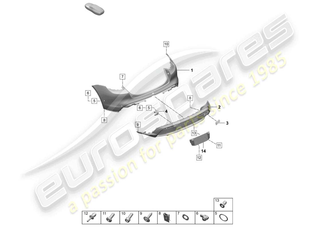 porsche 2025 (taycan 9j1-2) bumper rear for equipment variant: basic sport turismo st part diagram
