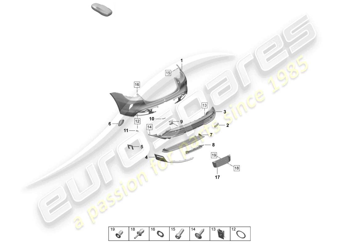 porsche 2026 (taycan 9j1-2) bumper rear special model part diagram