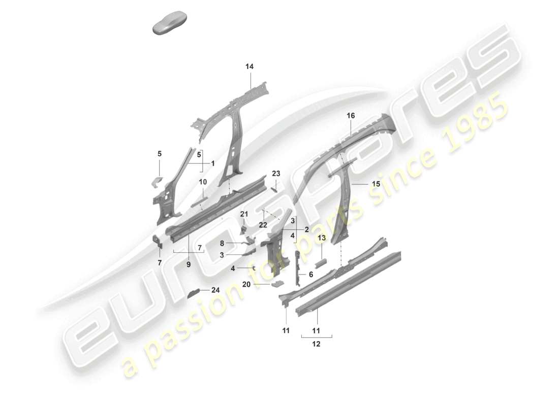 porsche 2023 (taycan 9j1-1) side panel, inner front part diagram