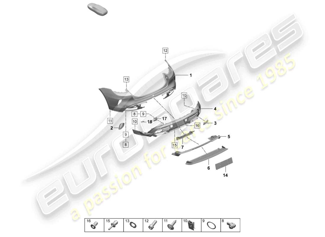 porsche 2025 (taycan 9j1-2) bumper rear turbo parts diagram