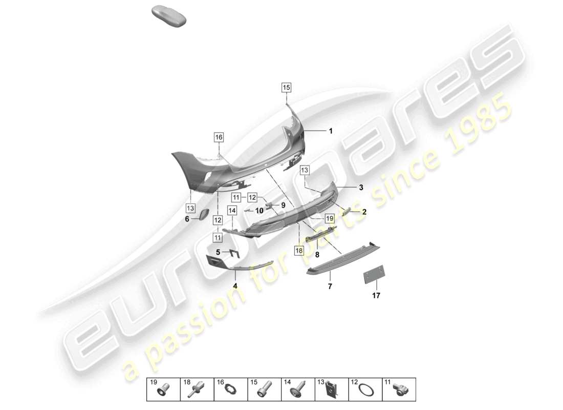 porsche 2025 (taycan 9j1-2) bumper rear special model parts diagram