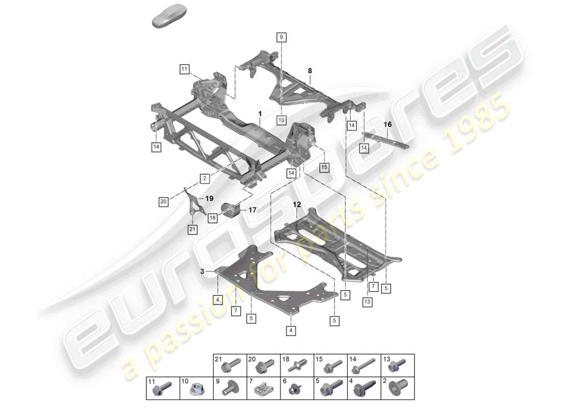 porsche 2024 (panamera 976) cross member support frame guard plate part diagram