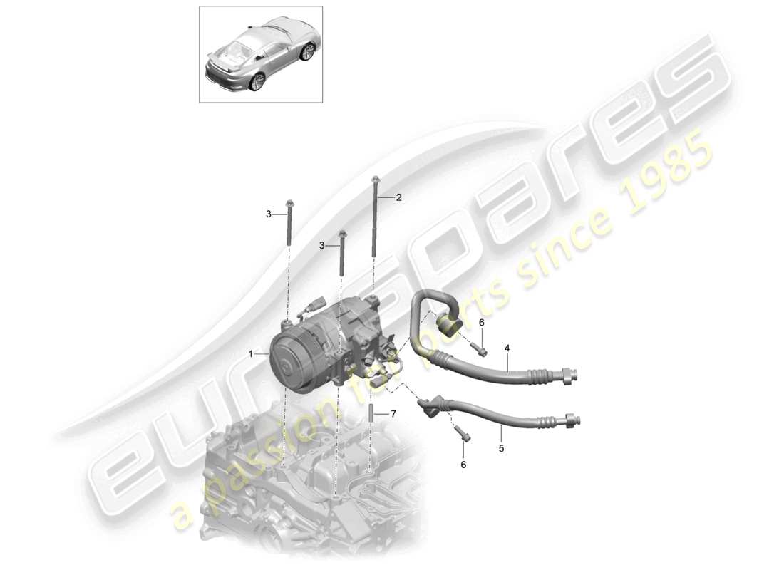 porsche 2021 (991-2 r/gt3/rs) compressor air conditioning d >>- mj 2017 part diagram