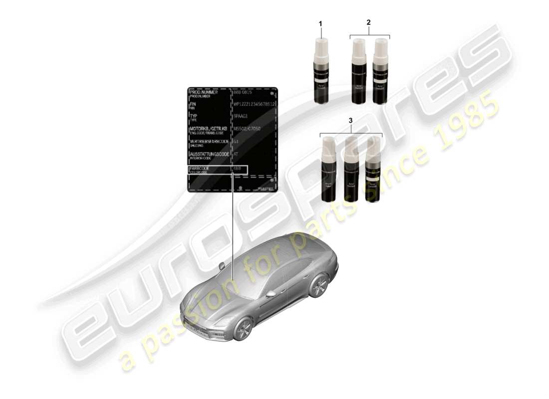 porsche 2024 (panamera 976) paint touch-up applicator paints part diagram